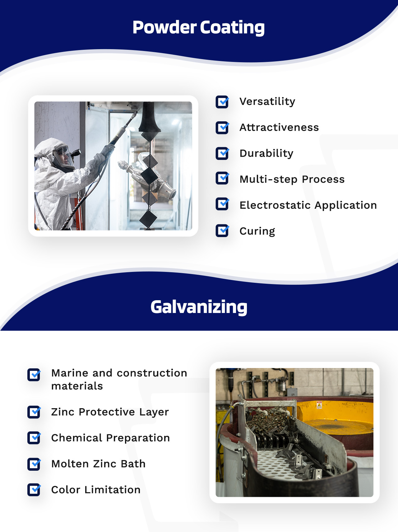 comparing powder coating and galvanizing